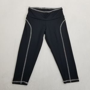 Kathyana Athletic Capri Length Leggings in Black with White Stitching Size S